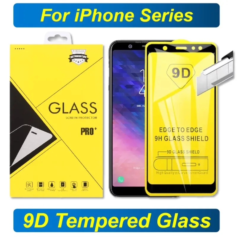 

100Pcs Wholesale 9D Full Cover Tempered Glass Screen Protector For iPhone 12 Mini 11 Pro Max 8 7 Plus 6 SE2 XS MAX XR X With Box