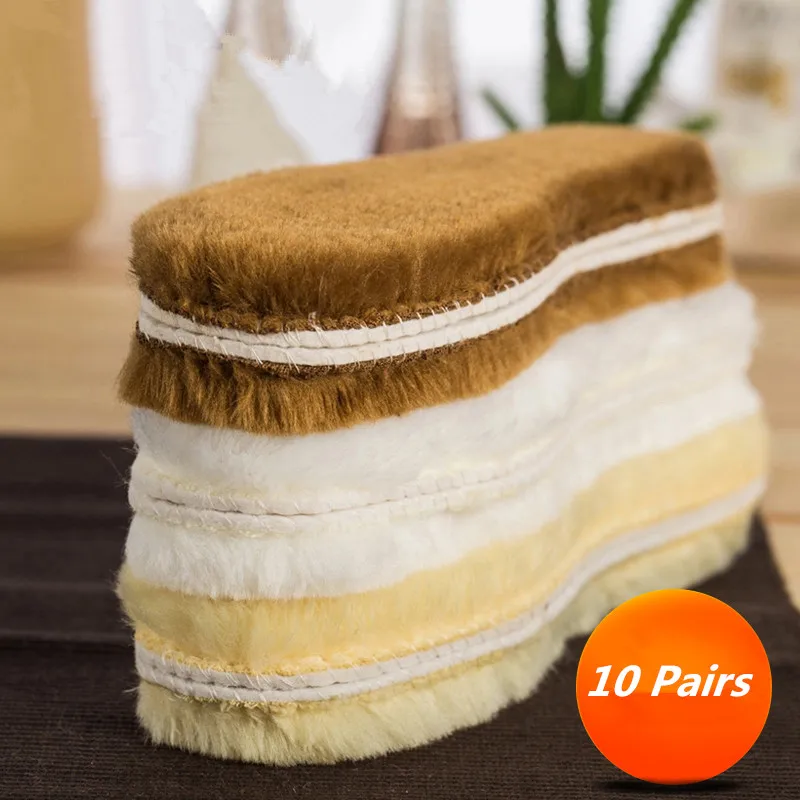 Зимние плюшевые теплые вентилируемые дышащие хлопковые стельки 10 пар женские и