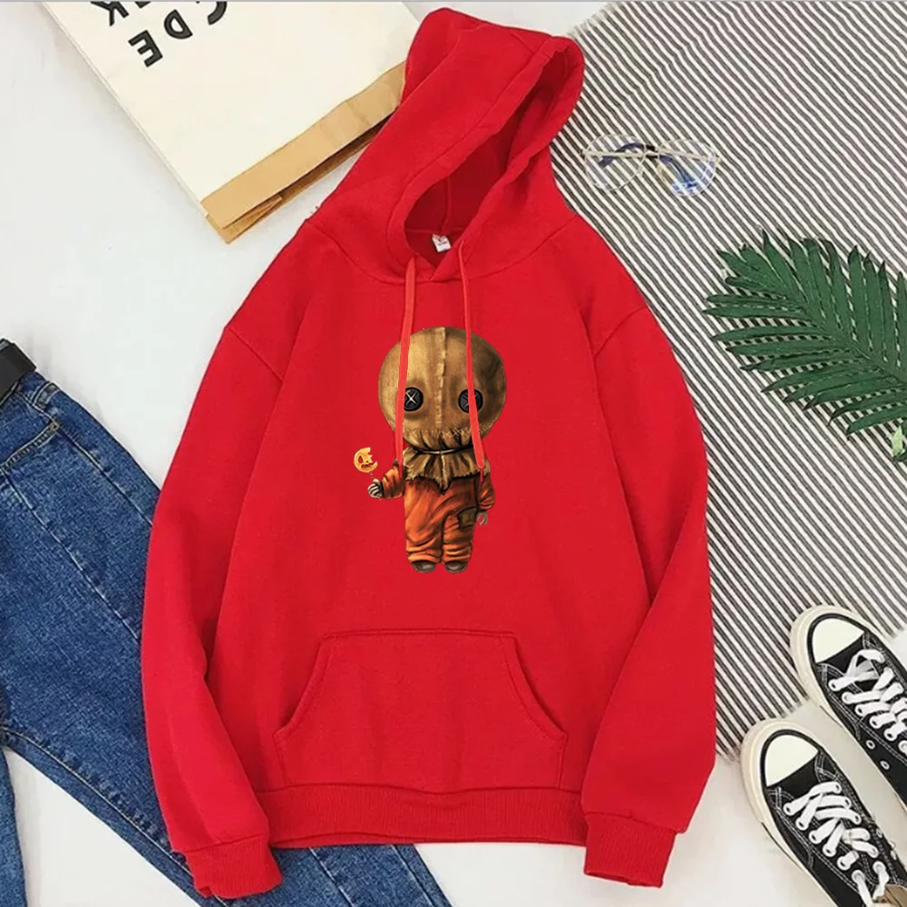 

Halloween Oversized Sweatshirt Horror Movie Hoodies Women Long Sleeve Animation Horror Crewneck Sweatshirt Skull Clothing L