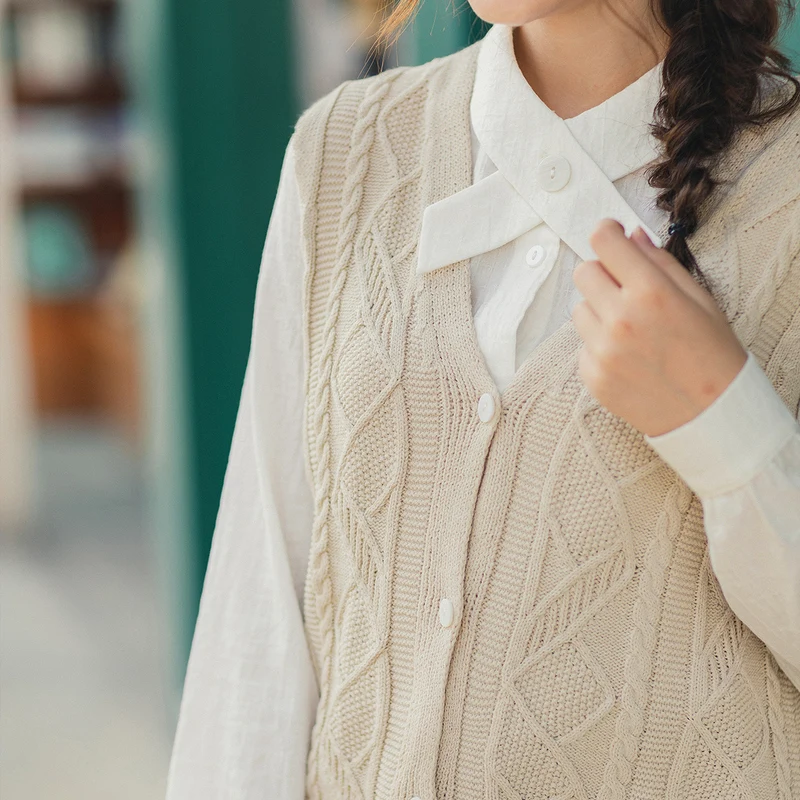 INMAN 2020 весенний однобортный жаккардовый короткий женский свитер без рукавов в