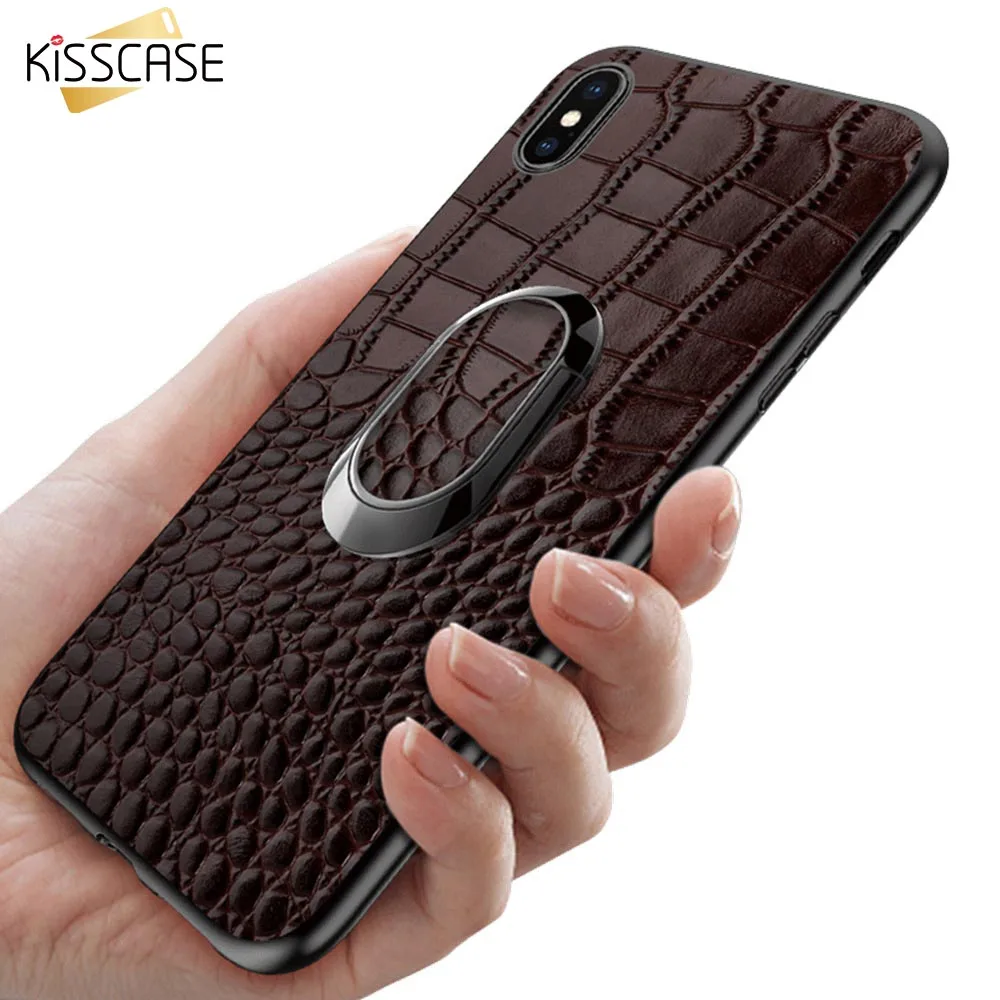 Чехол KISS с магнитным кольцом чехол для телефона iPhone XS MAX XR X 7 8 Plus из натуральной