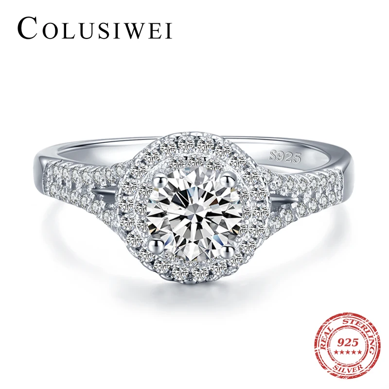 

COLUSIWEI Classic Vintage 925 Sterling Silver AAAAA Cubic Zirconia Ring for Women Luxury Wedding Engagement Bands Fine Jewelry