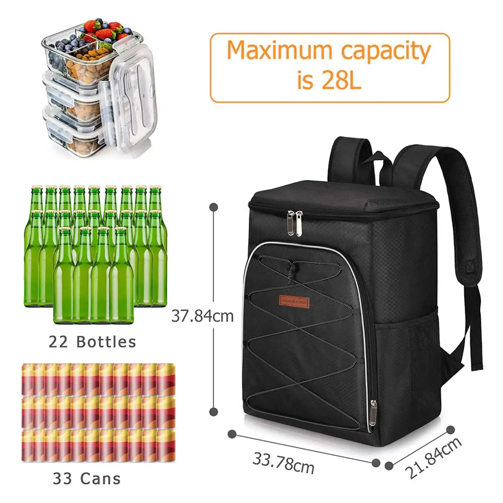 28l large capacity cool warm insulated bag leak proof lunch backpack thermal picnic bag picnic food beverage storage bag free global shipping