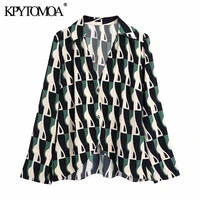 kpytomoa women 2021 fashion flowing printed asymmetric blouses vintage long sleeve button up female shirts blusas chic tops