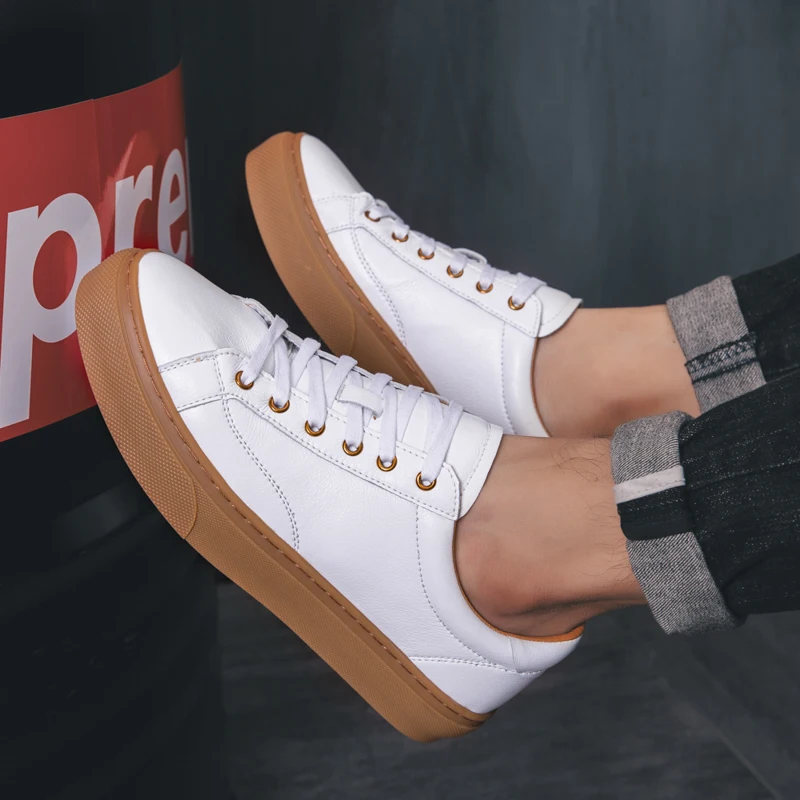 

Original Man Leather Casual Sneaker Black White Walking Men Footwear Handmade Men Shoes Brand Designer Mens Flat Shoe Size 38-44