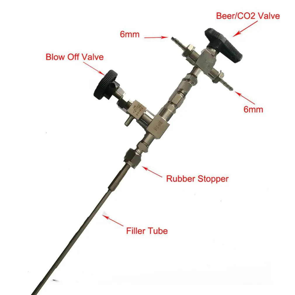 

304 Stainless Steel Counter Pressure Beer Bottle Filler 3 Way Hose Kit For Homebrewing Beer Gun Bottling Equipment