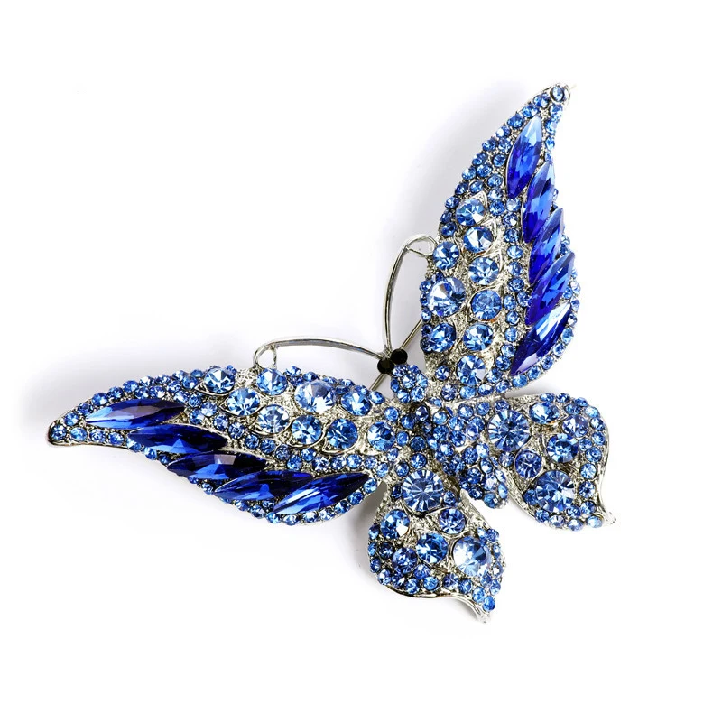 

2021 New Big Butterfly Brooch Luxury Crystal Insect Pin Brooches For Women Party Banquet Rhinestone Pins Clothese Accessories