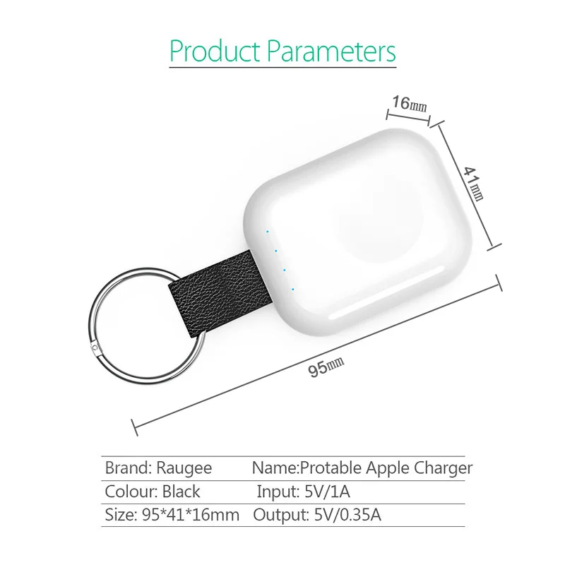 White Внешний аккумулятор для Apple Watch 1, 2, 3, 4, 5, беспроводное зарядное устройство, внешний аккумулятор 700 мА/ч, портативное зарядное устройство для путешествий, для улицы, QI, беспроводное зарядное устройство - Тип штекера: White