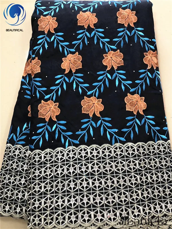 

BEAUTIFICAL Nigerian lace fabrics New arrival nigerian voile lace with stones embroidery cotton lace fabric 5yards ML56R45
