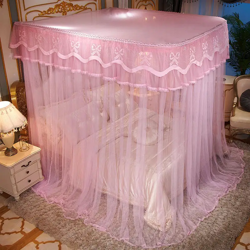 Billig Nordic Prinzessin Moskito Net Größe 2mX2m Volle Königin Dekoration Stickerei Moskito Net Double Bett Ciel De Lit Bett Baldachin Zelt