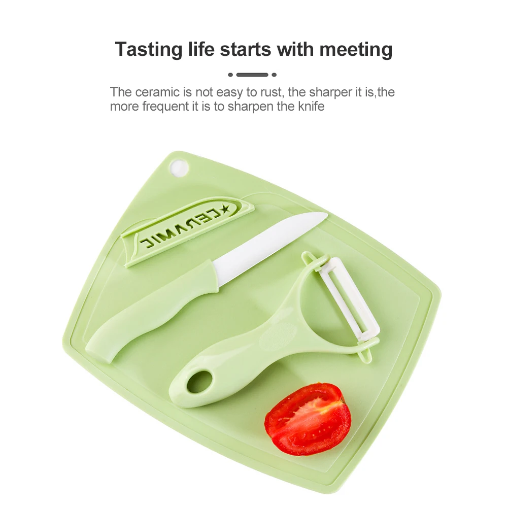 

Kitchen Accessories Sets High Quality Ceramic Knife Peeler & Cutting Board For Meat Vegetable Fruit Simple Necessary Gadget Set