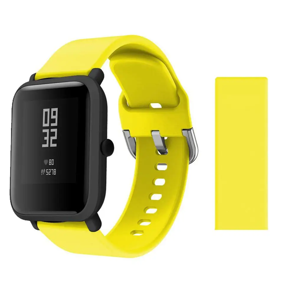 yellow Силиконовый ремешок для часов amazfit ремешок Bip Band 20 мм ремешок galaxy Watch active/Garmin vivoactive 3 - Цвет ремешка: yellow