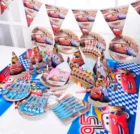 Украшение для темативечерние НКИ Диснея тарелки на 6 персон, стаканы и тарелки, флаги, салфетки, соломинки для душа, украшение для дня рождения