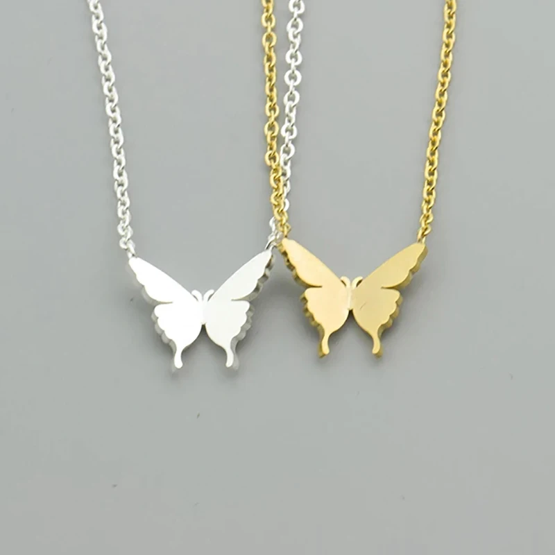 Ожерелья Бабочки из нержавеющей стали для женщин и девушек цепочка на шею
