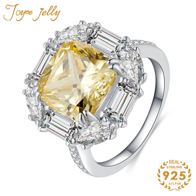 

JoyceJelly 925 Sterling Silver Trendy Ring for Women Yellow Gemstone Fashion Jewelry Hot Selling Unique Gifts for Lady Wholesale