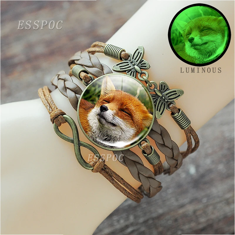 Женский браслет ручной работы с изображением милой красной лисы | Украшения и