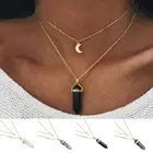 Женское Двухслойное ожерелье с шестигранной призмой и Луной