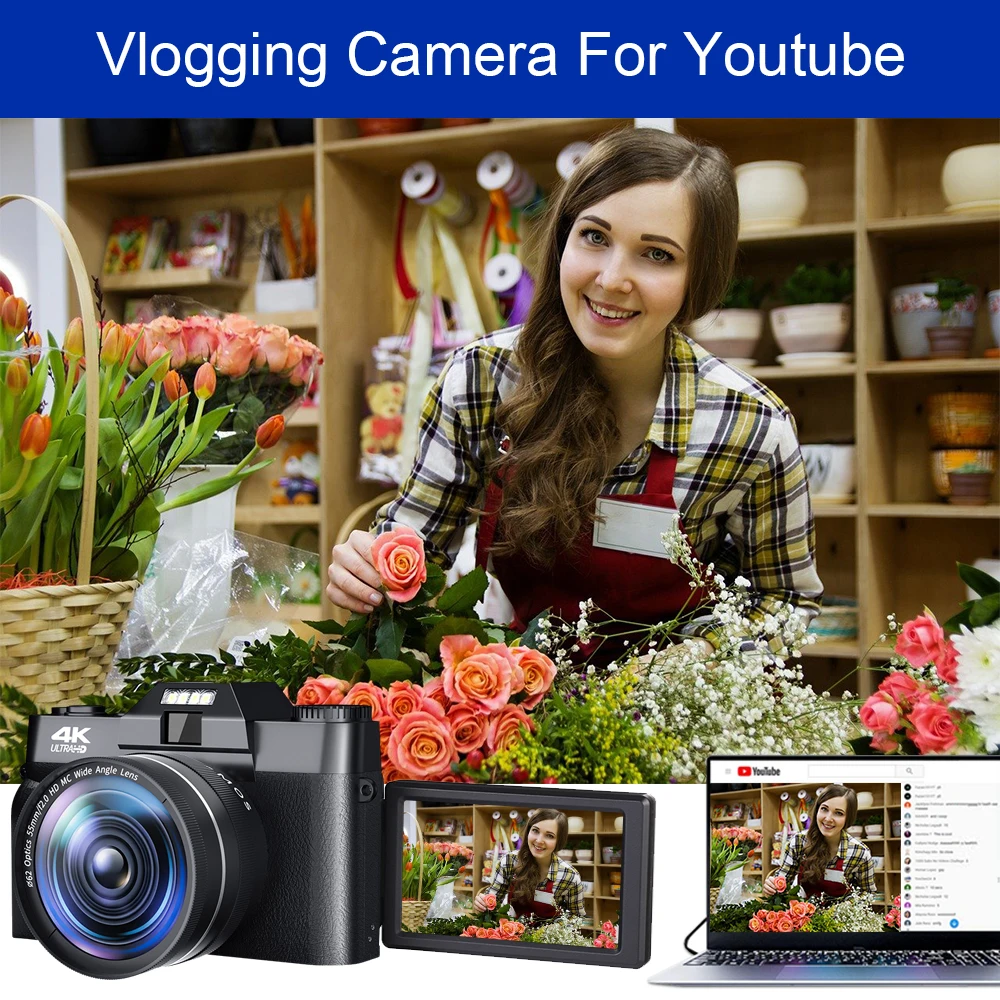 Цифровая камера видеокамера для YouTube 16X цифровой зум 48 МП портативная ручная