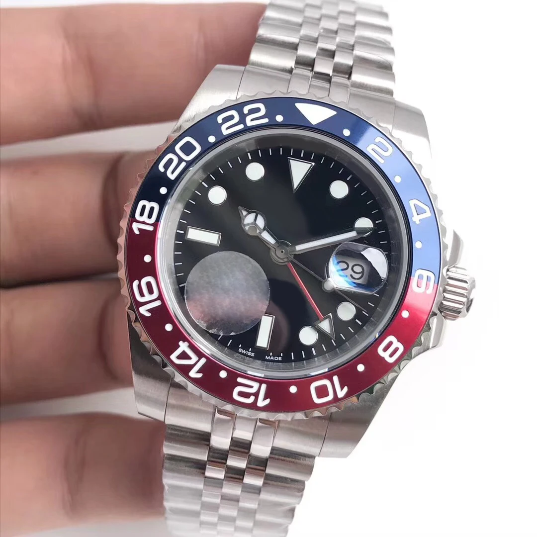 Новые Роскошные мужские часы AAA GMTII 126710BLRO-0001 серии вращающийся 40 мм черный