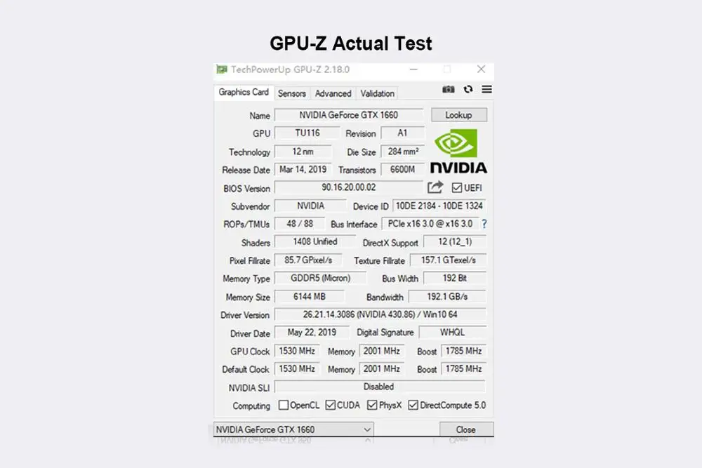 Оригинальный чип GTX1660 6 ГБ видеокарта для ПК настольного компьютера 6144 бит МБ 1408SP