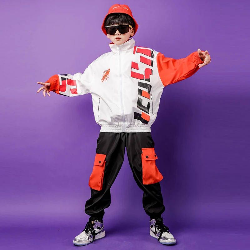 

Детская танцевальная одежда в стиле хип-хоп, куртка с принтом, пальто, тактические брюки-карго для девочек и мальчиков, танцевальный костюм, ...