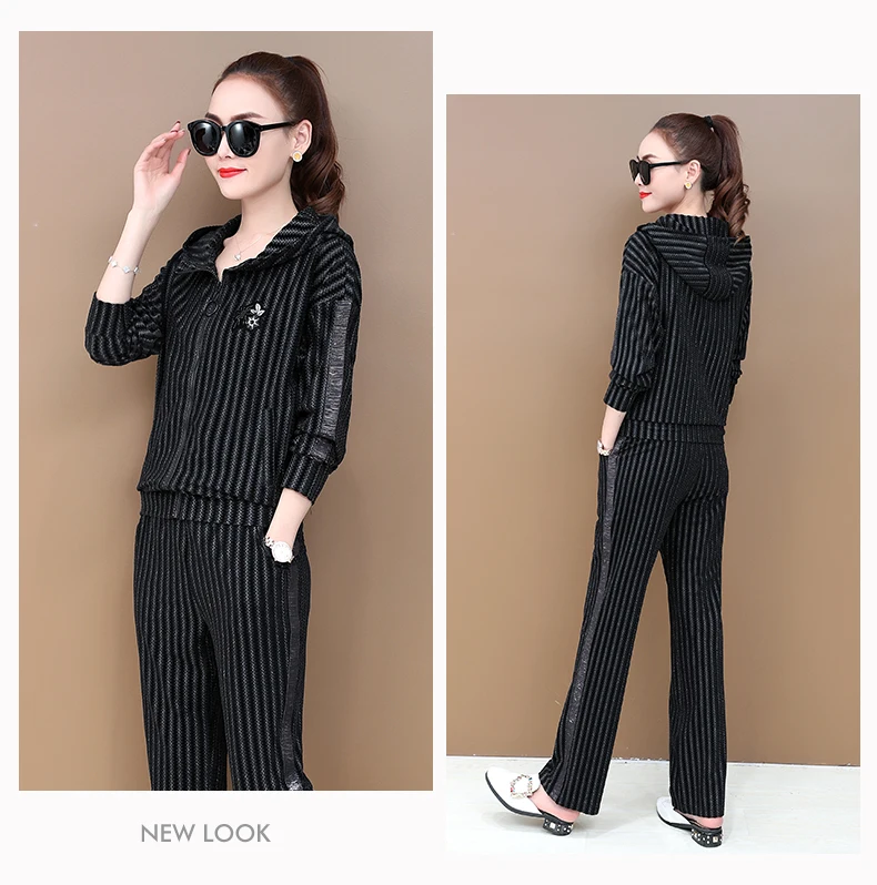 Top women clothing Sporting suit female Corduroy casual 2 piece suit European fashion for women NEW High quality Tracksuit 1588