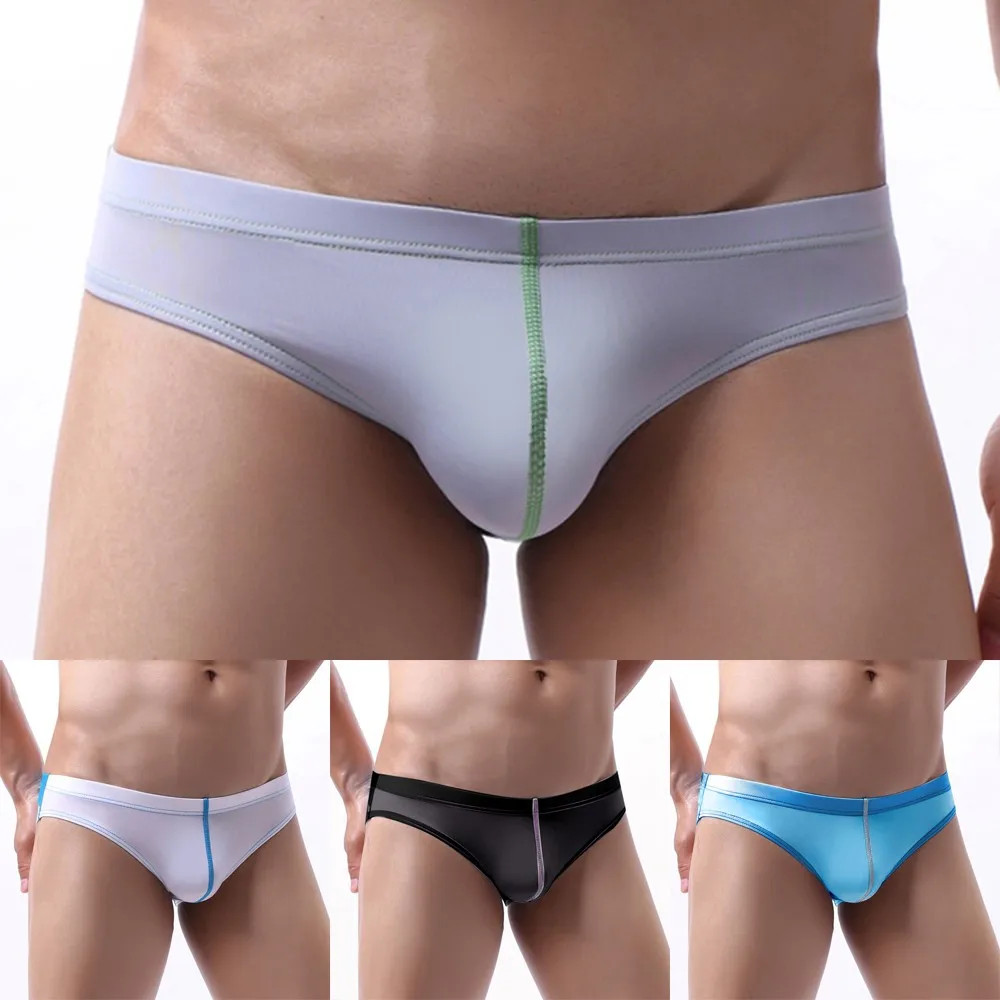 

Men Underwear Breathable Seamless Briefs Sexy Underpants Low Waist High Elastic Sexy Briefs Contrast Color Pouch Male New