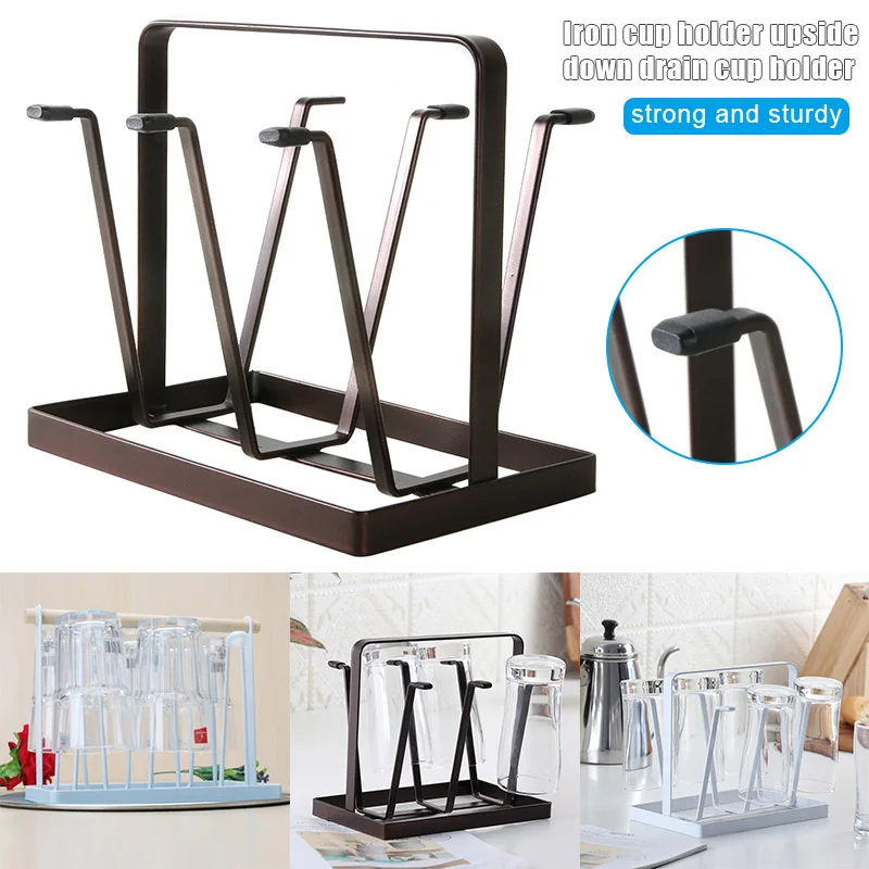 Подставка для сушки чашек нескользящая железная подставка кружек с крючком