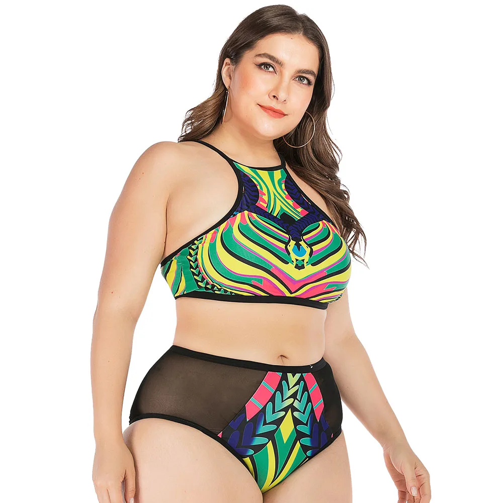 Комплект бикини с высокой горловиной купальник на молнии сзади вырезами