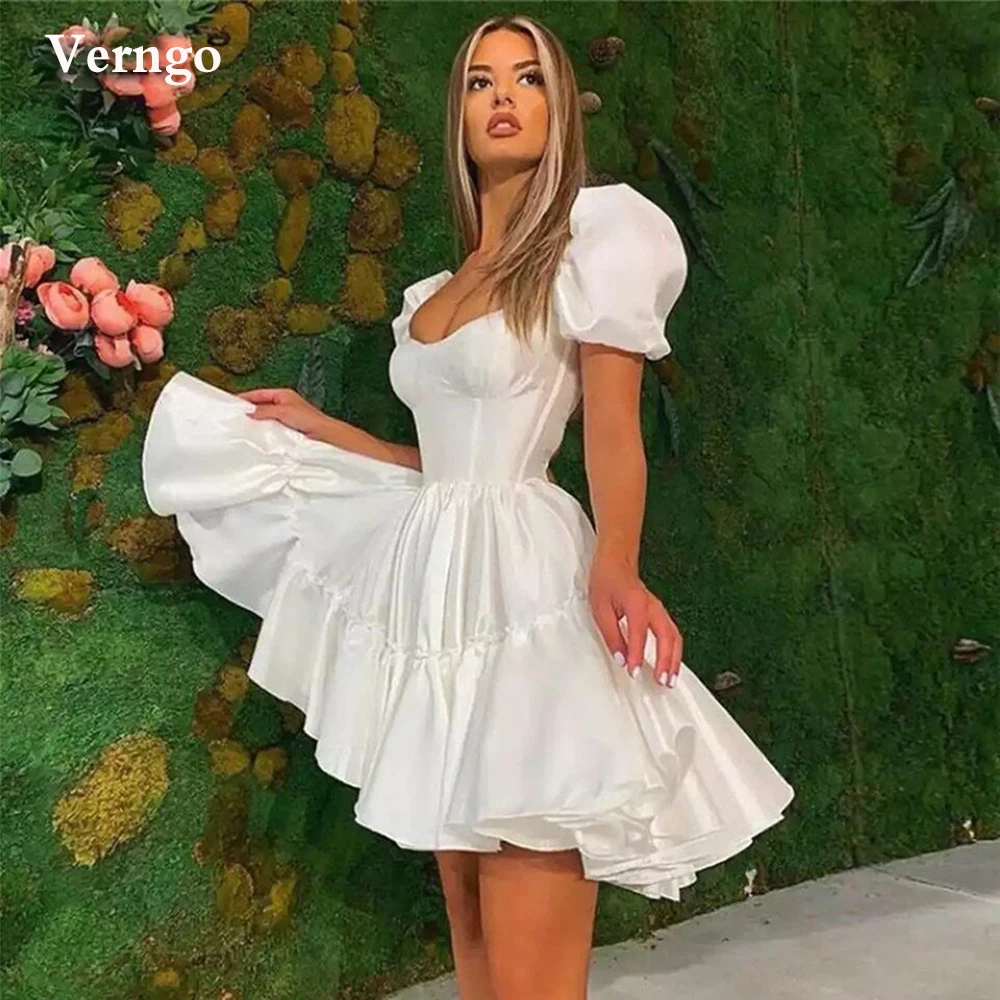 

Атласные свадебные платья Verngo А-силуэта, пикантные Платья с коротким рукавом и глубоким V-образным вырезом, Модные свадебные платья 2021