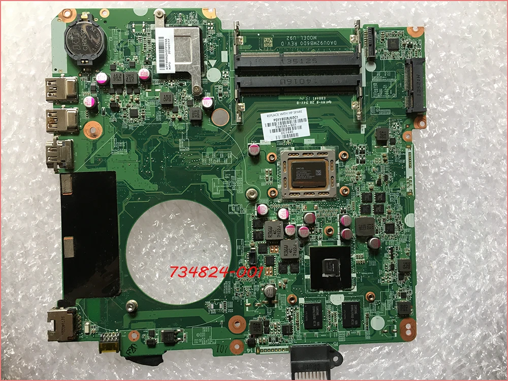 For 15 15-N 15Z-N 15Z-N100 15Z-N200 734824-001 734824-601 A10 CPU Laptop Motherboard DA0U92MB6D0 8670M 100% Full test work