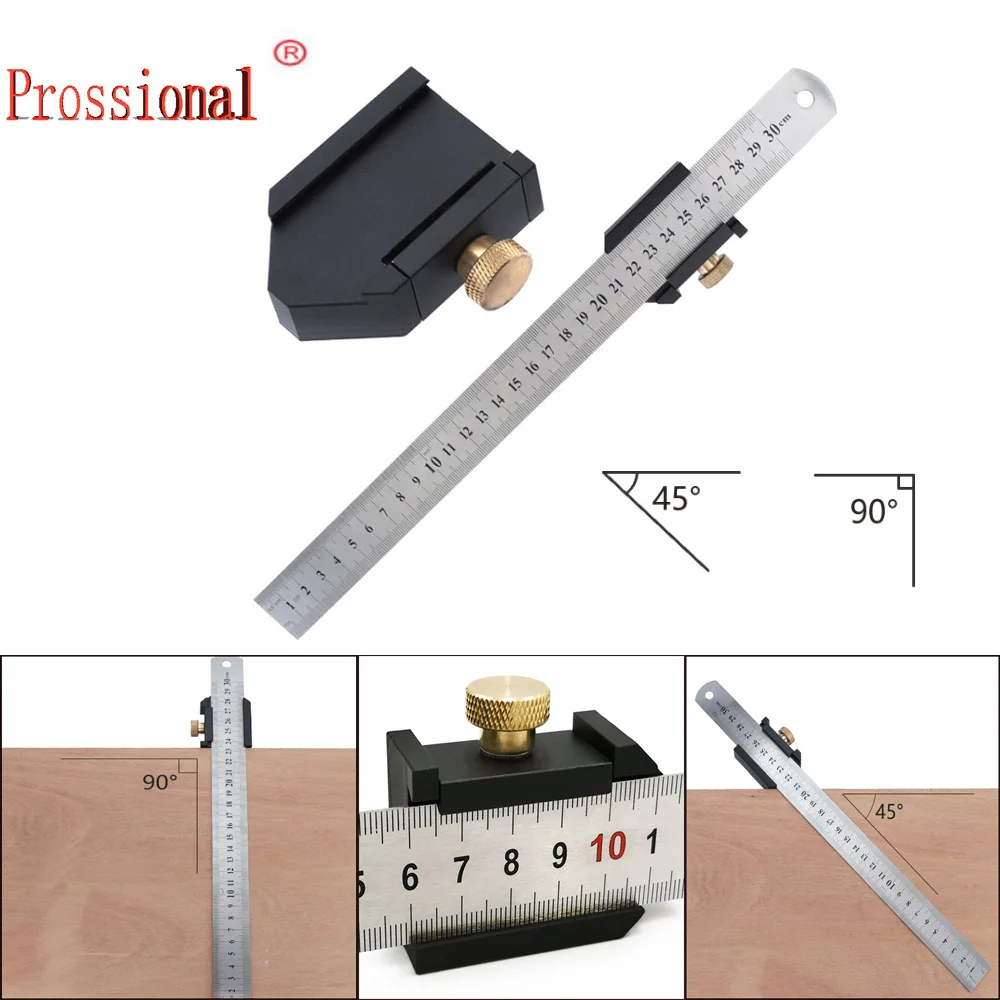 

NEW Angle Scriber Steel Ruler Positioning Block Woodworking Line Scriber Gauge for Carpentry DIY Measuring Tools
