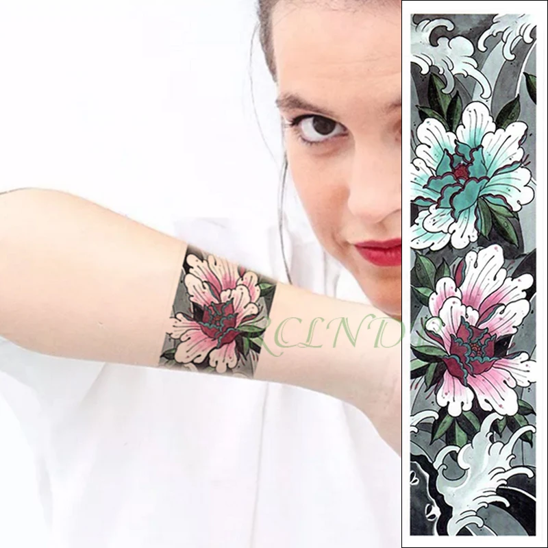 Временный водонепроницаемый наклейка для татуировки "Классический цветочный волнообразный браслет" фальшивая татуировка для создания индивидуального стиля на руке, ноге и теле для девушек, женщин и мужчин.