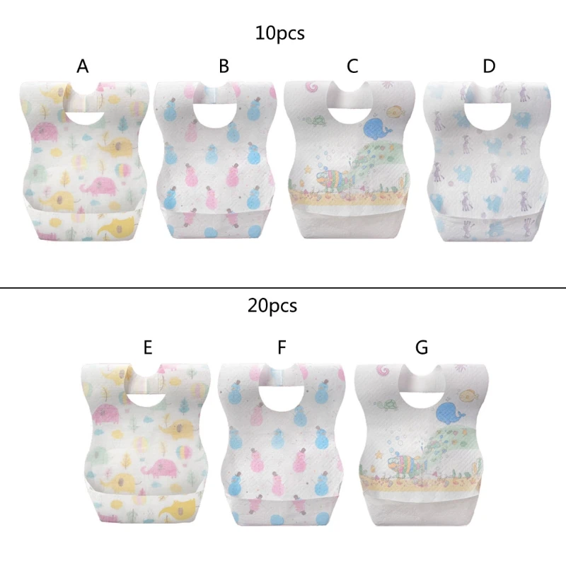 

10/20 Pcs Portable Baby Children Disposable Bibs Non-woven Saliva Towel Infants Waterproof Feeding Bib Pockets for Home Travel U
