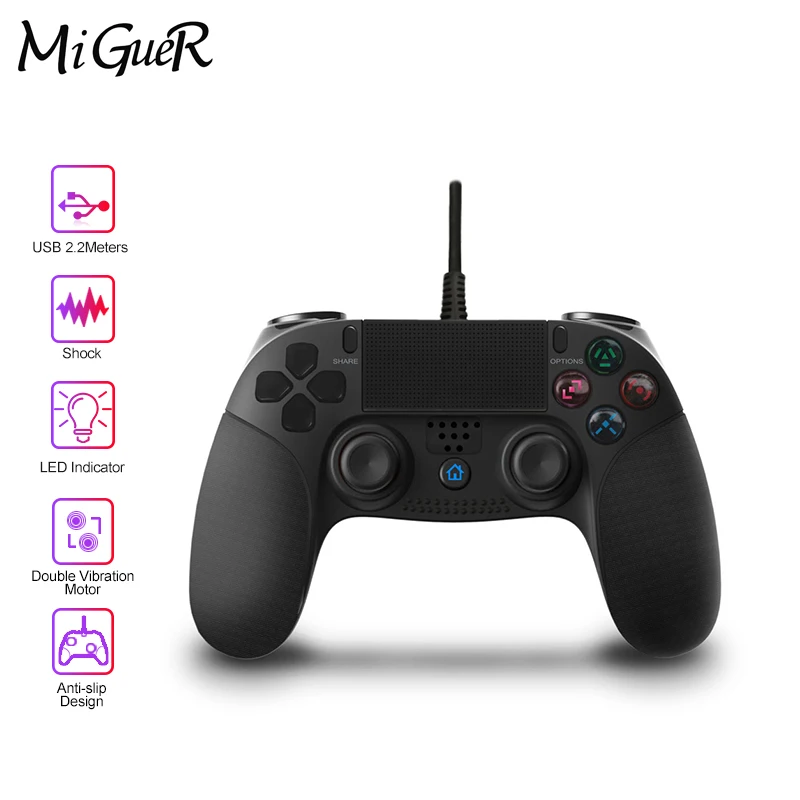 MiGueR PS4 игровой контроллер USB проводной геймпад несколько джойстик виброручка 2 м
