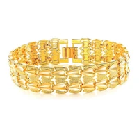 16mm wristband chain link yellow gold filled 2 row heart design womens mens bracelet trendy jewelry