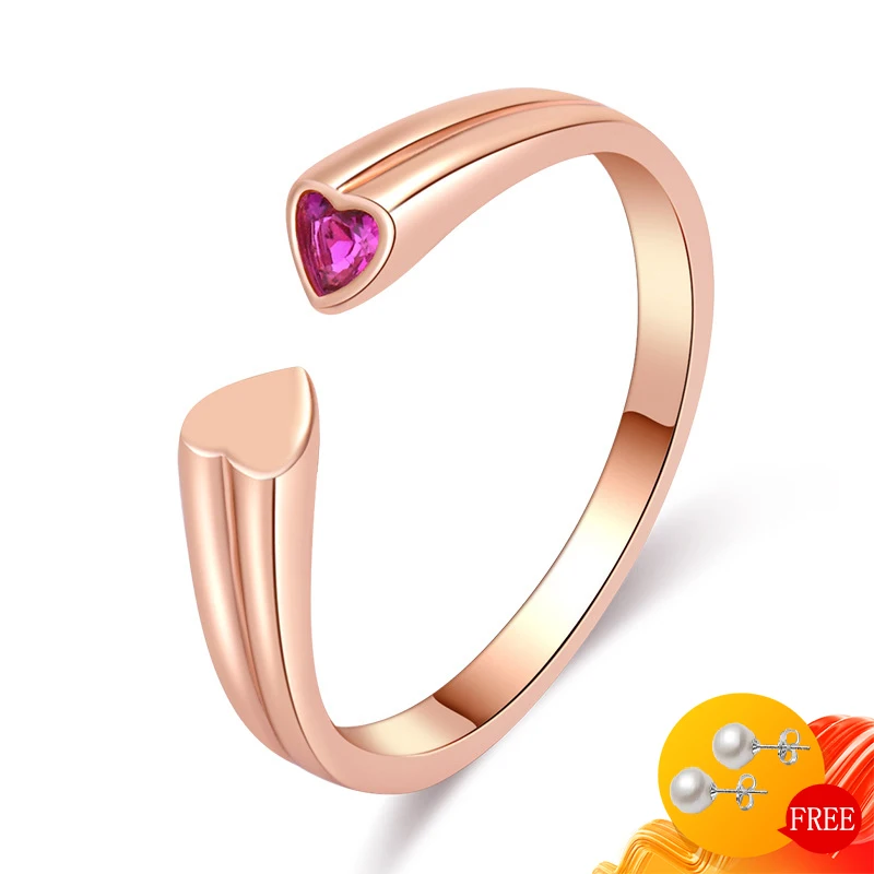 

Romantic Rings for Women 925 Silver Jewelry with Zircon Gemstone Accessories Heart Shape Open Finger Ring Wedding Promise Party