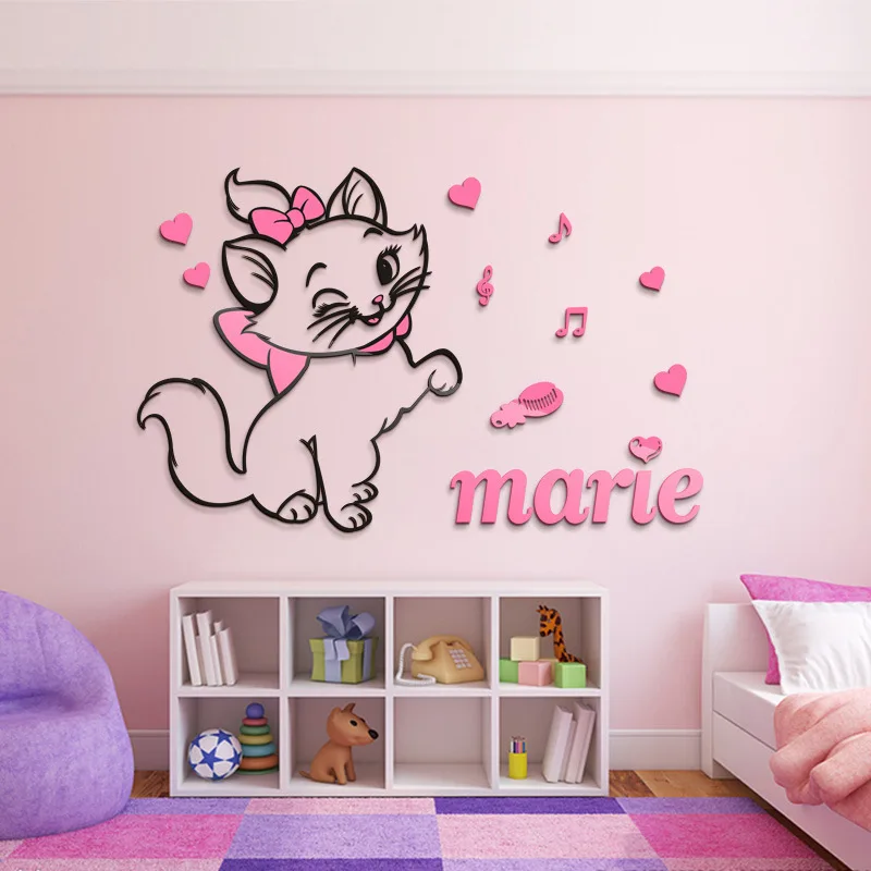 DIY Marie Cat 3D стереоскопические наклейки на стену для детской комнаты Акриловые