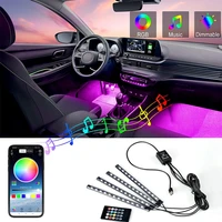 12 led car interior floor foot lamp auto decoration light with usb multiple modes car styling atmosphere rgb neon lamp strips
