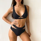 Бикини с высокой талией 2021, сексуальный женский купальник, однотонный купальник, Женский бандажный бразильский купальник, бикини, комплект бикини, купальный костюм