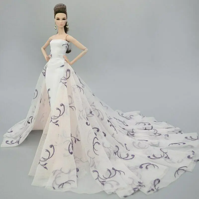 dress3 Белое модное свадебное платье для куклы Барби большие Вечерние платья Бальные Vestidoes наряды кукла 1/6 аксессуары - Цвет: dress3