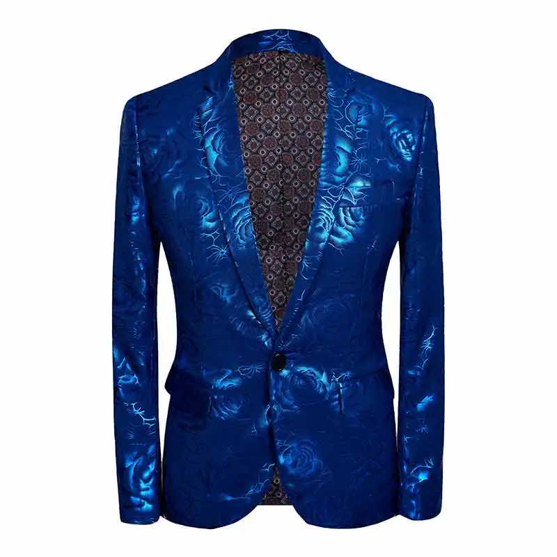 Мужской Блейзер на одной пуговице облегающий блейзер с сапфировым и розовым