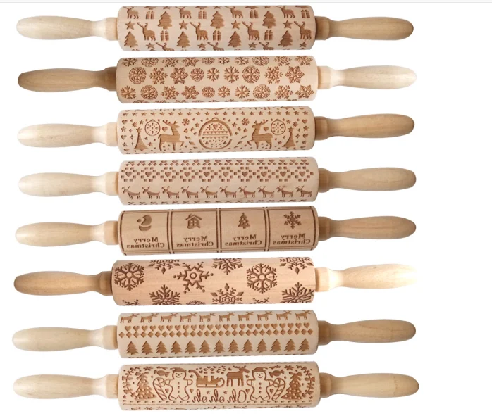 Снежинка Лазерная тиснение печатное Печенье Тесто палка Рождество Скалка