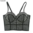 Укороченные топы с бусинами, женский укороченный сексуальный корсет для ночного клуба и вечерние, бюстье пуш-ап с открытыми плечами, бюстгальтер на бретелях, нижнее белье, одежда YH8160