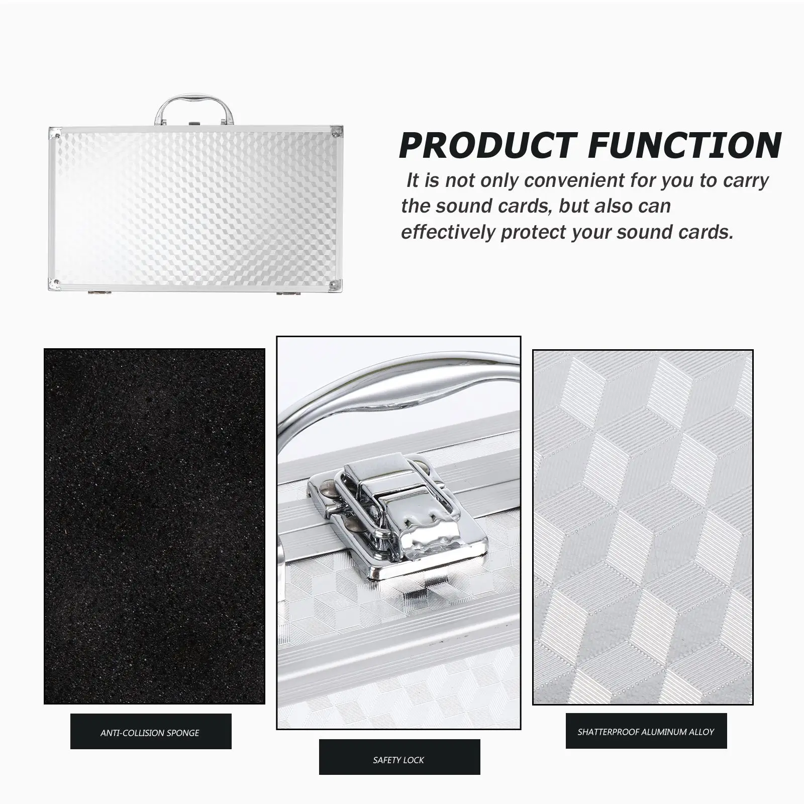 

1Pc Aluminum Carrying Case Sturdy Storage Box Container for V8 Sound Cards