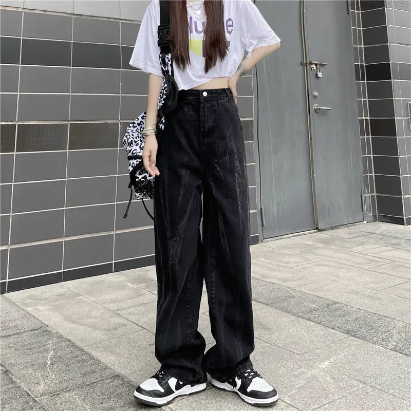 

Black Tie Dye Jeans Girl Funny Pants Fashion Trousers Harajuku High Street Denim Bagge Autumn Korean Boyfriend Punk Jeans Femme