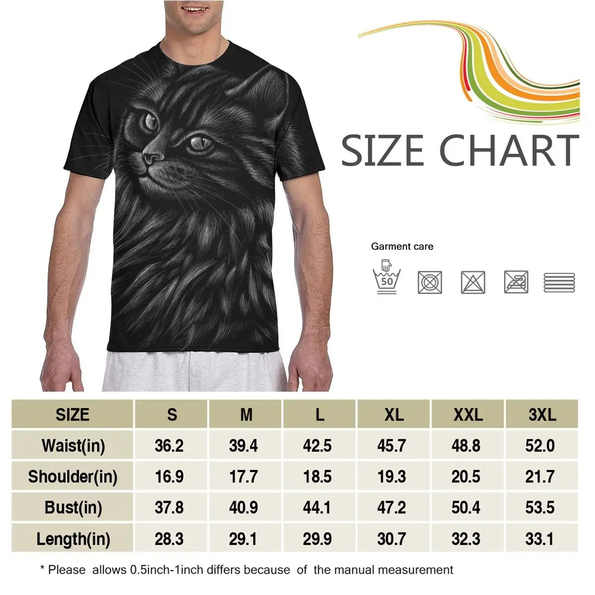 

2020 Mens T shirts Fashion New Summer Men's Short Sleeve T-shirt Casual Cute Black Cat Head Tshirt For Man Full Printed