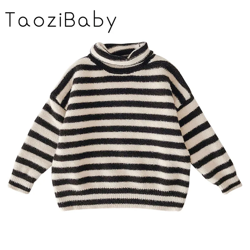 Зимний свитер с имитацией норки для девочек Детский Теплый высоким воротником