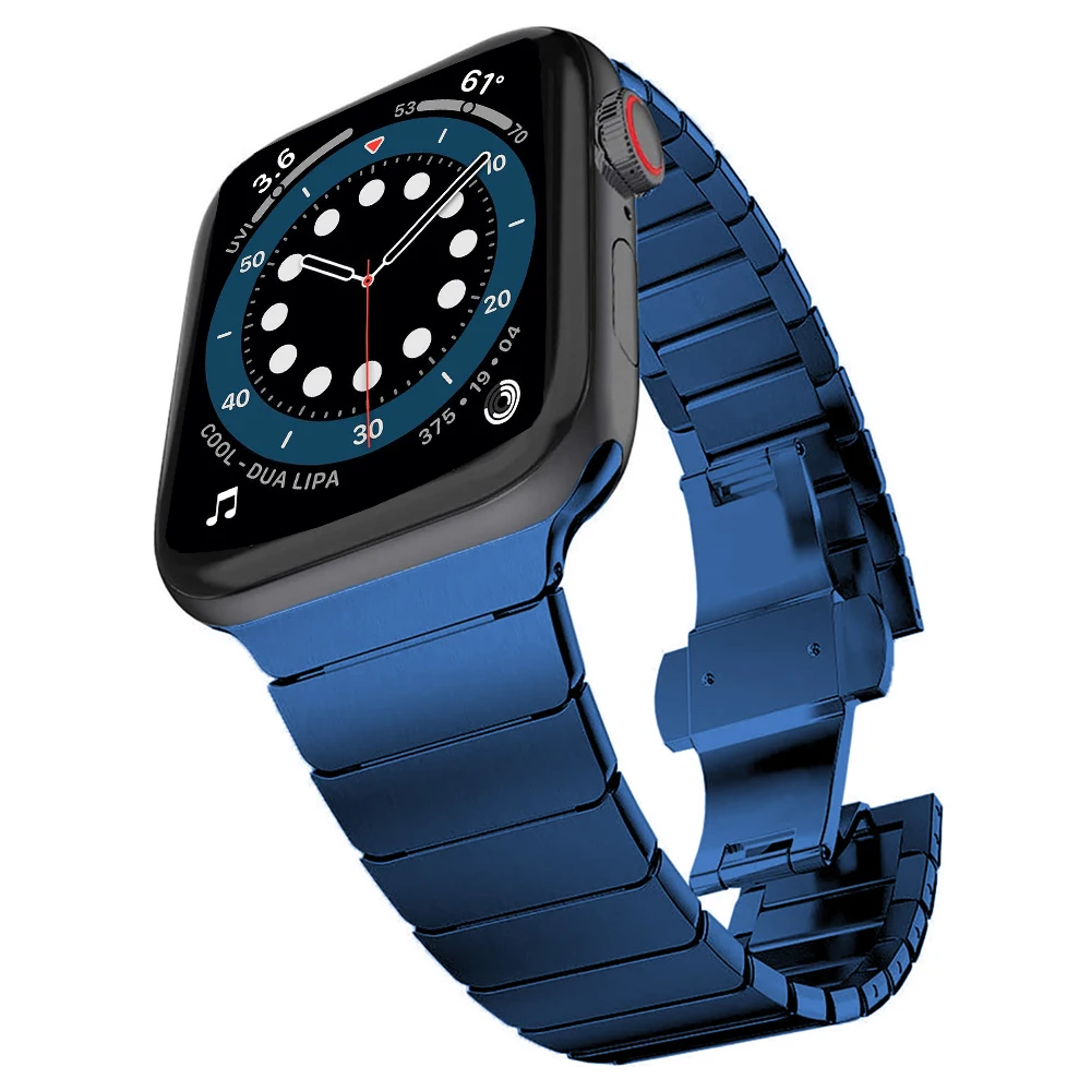 Браслет из нержавеющей стали для apple watch 6 серия 7 5 4 se 44 мм 40 синий | Наручные часы