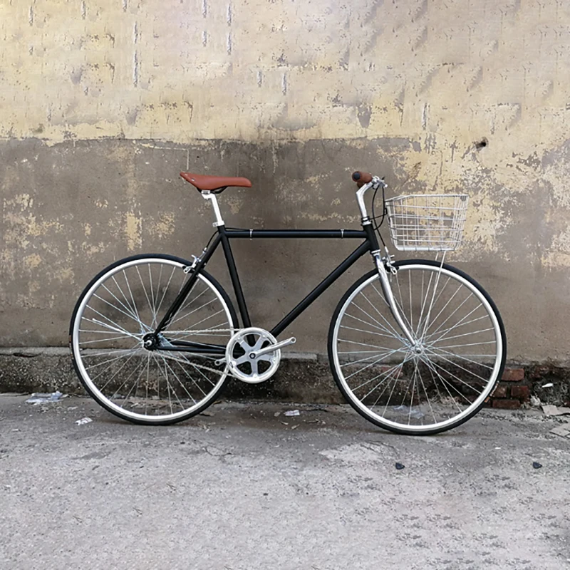 Single speed bike black 700C Fixed Gear Track biycle Road Bike 52cm fixie frame inlcude basket | Спорт и развлечения